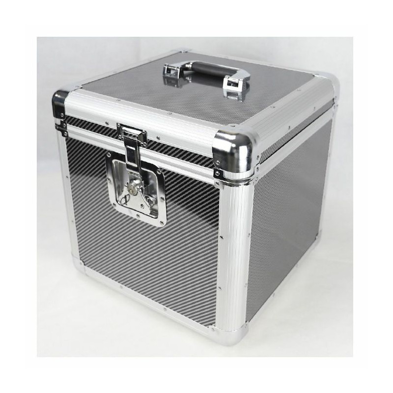 Flight case capacité 100 vinyles - Noir finition type carbone