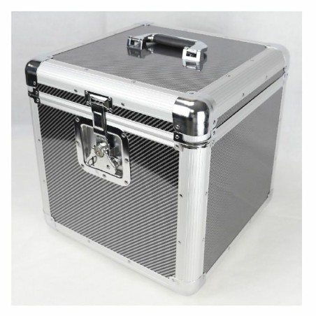 Flight case capacité 100 vinyles - Noir finition type carbone